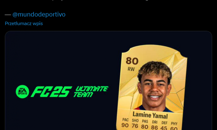 Tak w grze EA Sports FC 25 ma wyglądać KARTA Lamine'a Yamala!